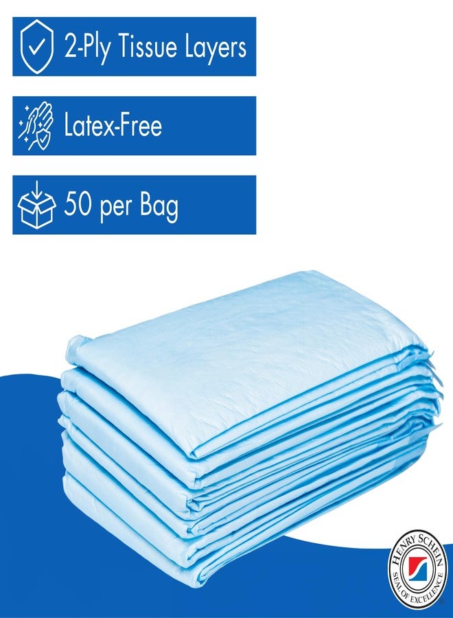 Henry Schein Disposable Underpad Unisex, 23x36 Absorbent, White/Blue -Disposable, Hypoallergenic, Leak Resistant, Poly Backing, Latex-Free – 50 Count - Image 5